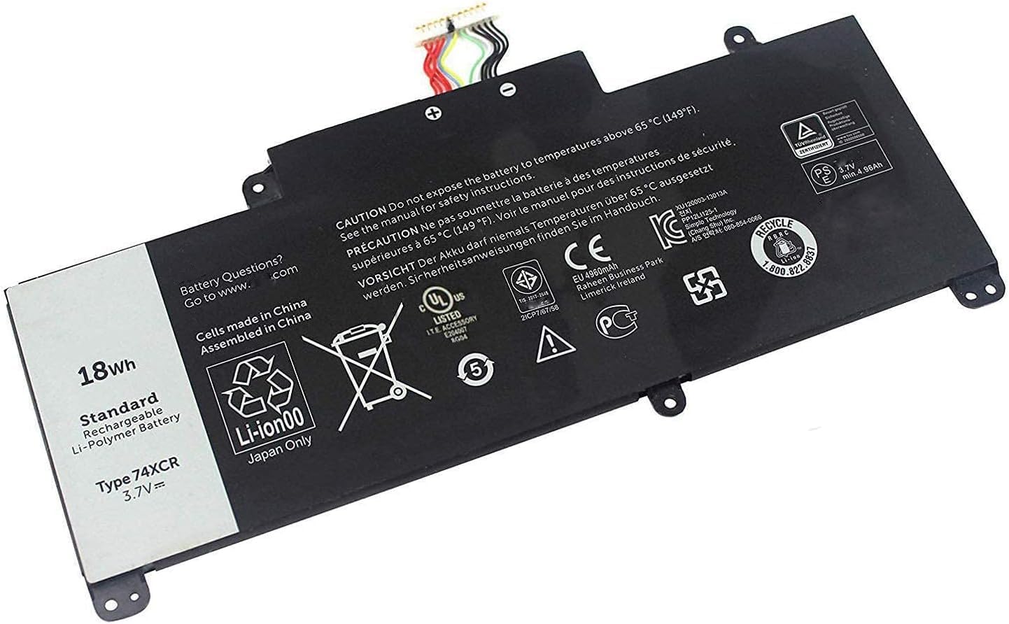 74XCR VXGP6 074XCR X1M2Y 074XCR 0VXGP6 Laptop Battery Replacement for Dell Venue 8 Pro 5830 Tablet Series(3.7V 18Wh)