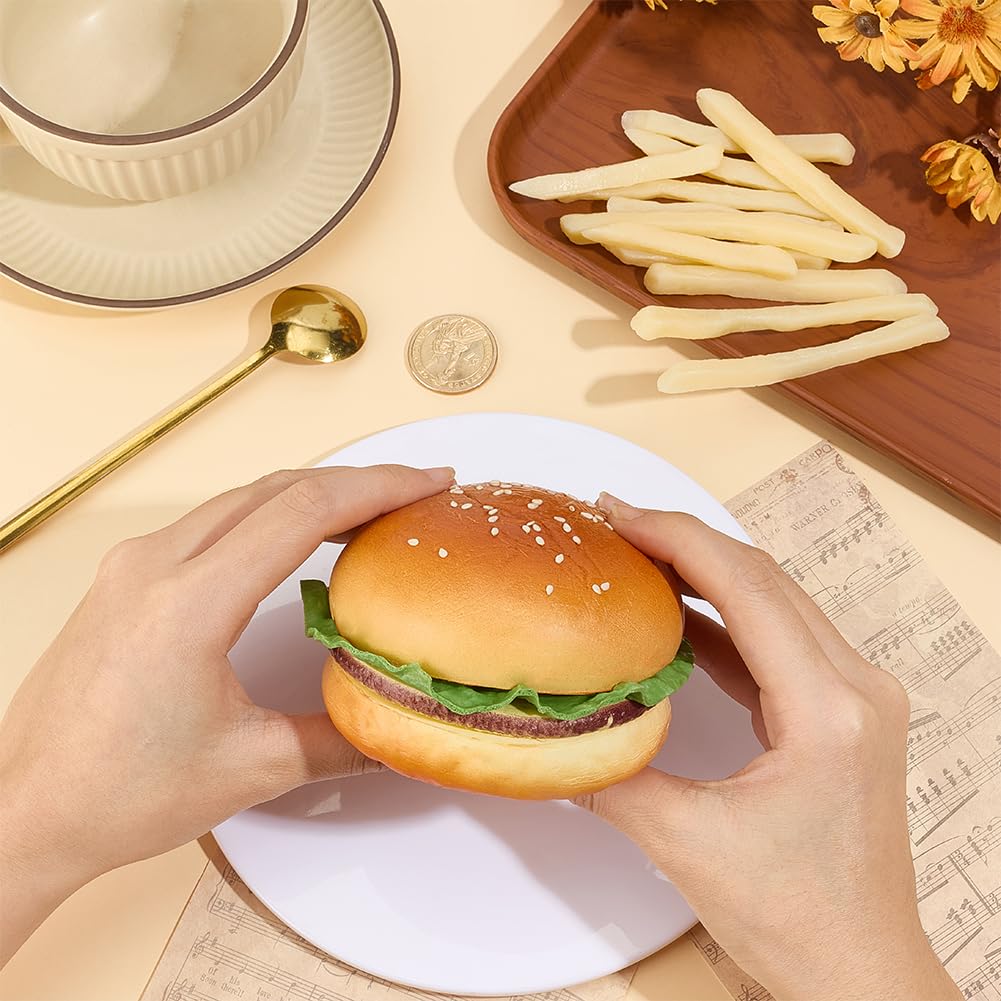 CREATCABIN Hamburger Artificiale 12 Patatine Fritte Artificiali Finto Hamburger Modello Cibo Finto Realistico Set Oggetti Scena Realistici per La Decorazione Feste Casa Cucina Negozio Cibo Finto