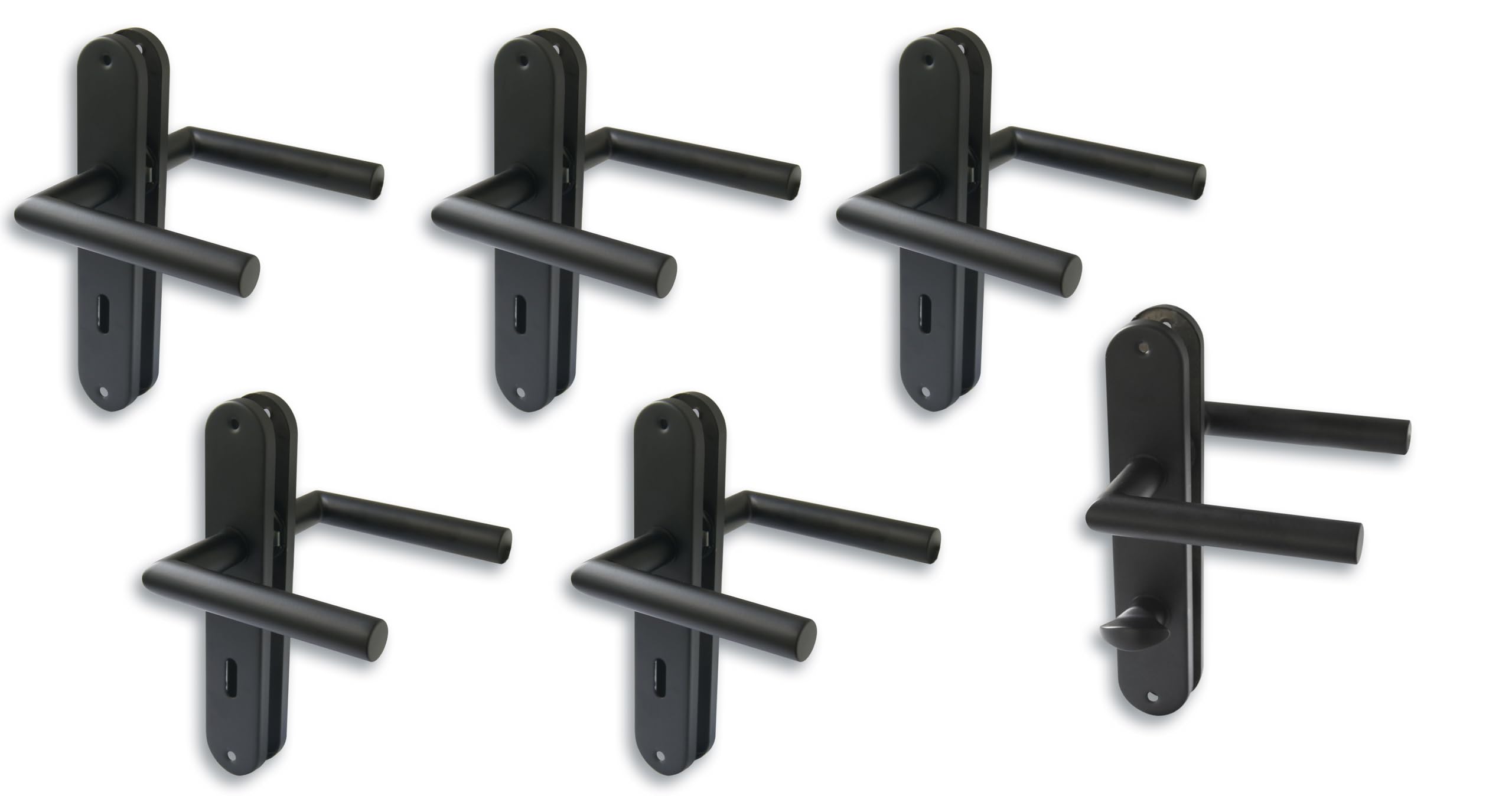 Ferrures de porte longues en acier inoxydable noir pour 5 portes et WC