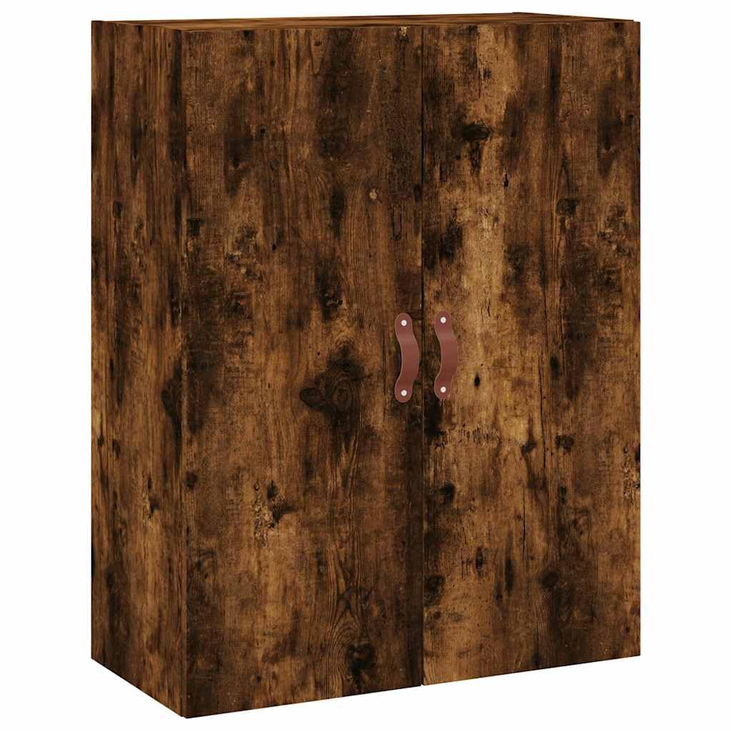 Meble ścienne, 2 sztuki dębu, dymu, 69,5 x 34 x 90 cm | Drewno wielowarstwowe, montaż na ścianie, drzwi z uchwytami, duża przestrzeń do przechowywania