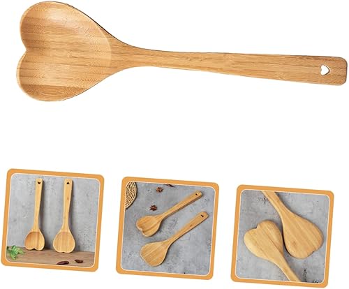 Miniatura 4 de Housoutil Cuchara en forma de corazón Cucharas de madera Cucharas de Wonton Cucharas para mezclar batido de leche Cuchara de helado Cuchara de