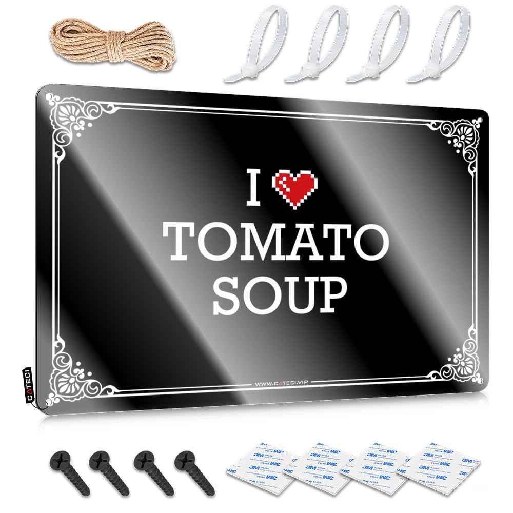 Fzfn Colour Home Entrance Decor Decoration Fun | I Love Tomato Soup Humorous Outhouse Decoration(30X40cm)