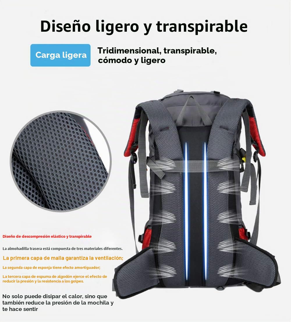 Bseash Mochila de senderismo ligera impermeable de 60L con cubierta de lluvia, mochila deportiva al aire libre para escalada acampar y turismo