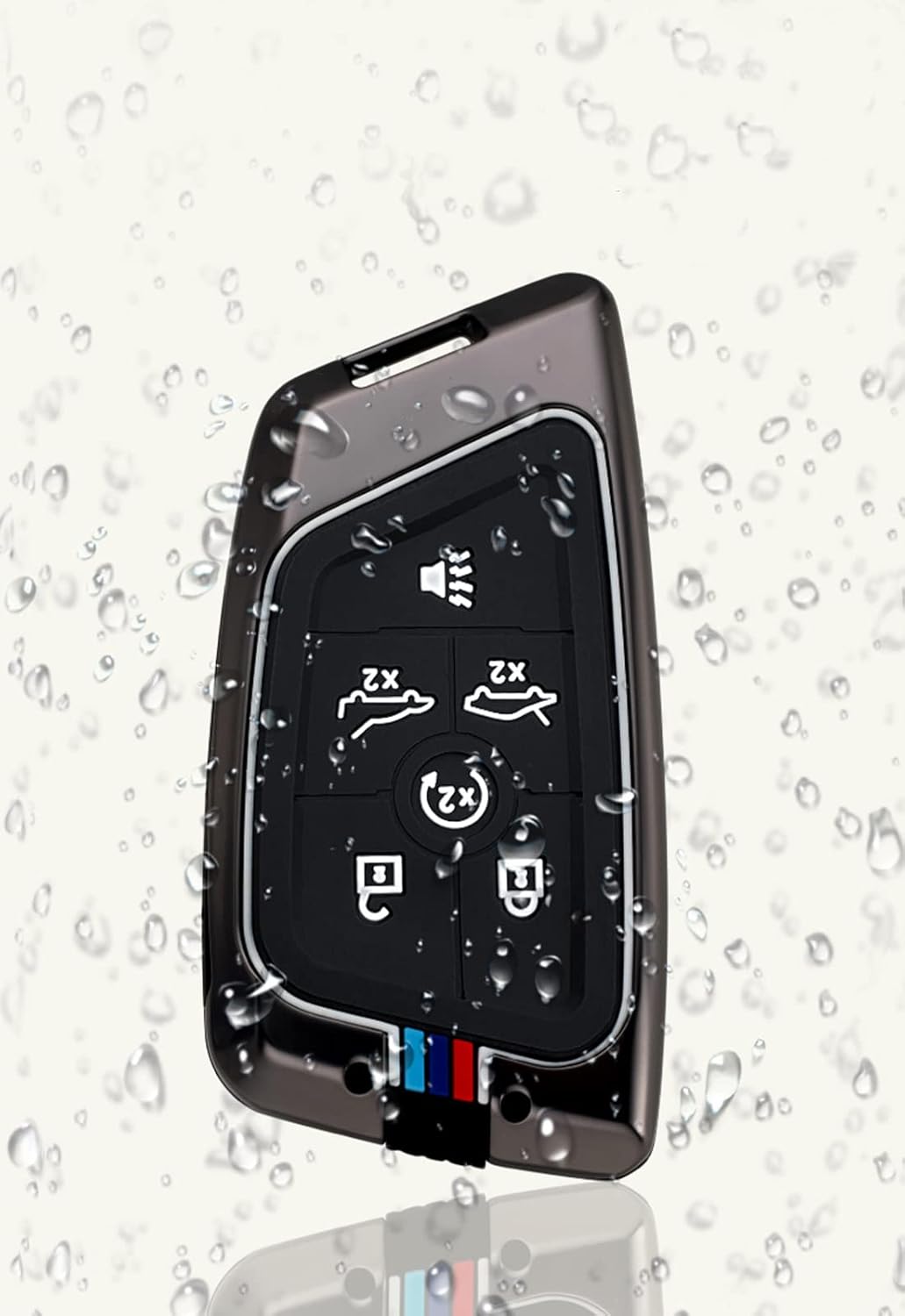 Zinc Alloy Metal Keyless Entry Key Fob Case Cover Protector Fit for 2020 2021 2022 Corvette C8, 6/7 Buttons