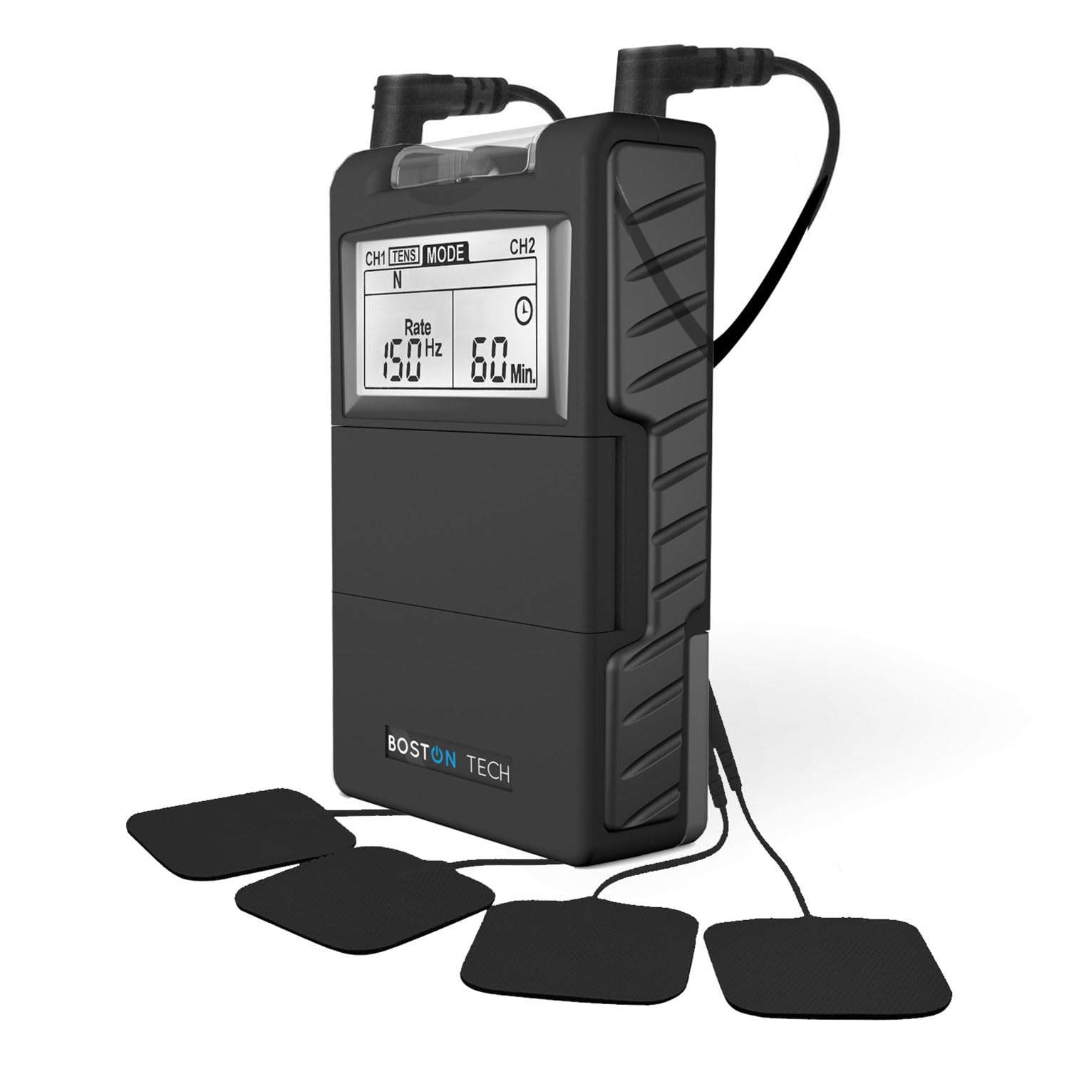 Boston Tech® Electroestimulador Muscular ME89 PRO | TENS EMS 7 Modos de Uso Personalizable | Alivio del Dolor + Estimulación Muscular | 4 Electrodos Batería de 9V Modos Ráfaga y Rampa Maletín Premium