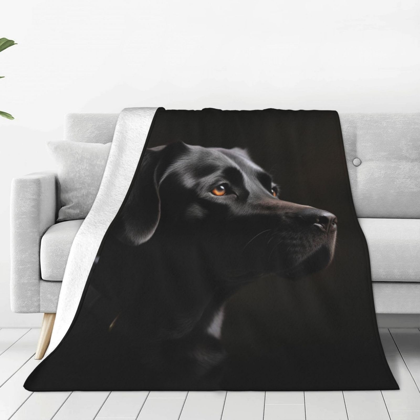 KLOPH Black Labrador Throw Blanket 50"x40" Flannel Fluffy Warm Blanket for Couch, Reversible Plush Blankets for Bed, Comfy Fuzzy Blanket for Sofa, Plush Lightweight-Blankets for All Season