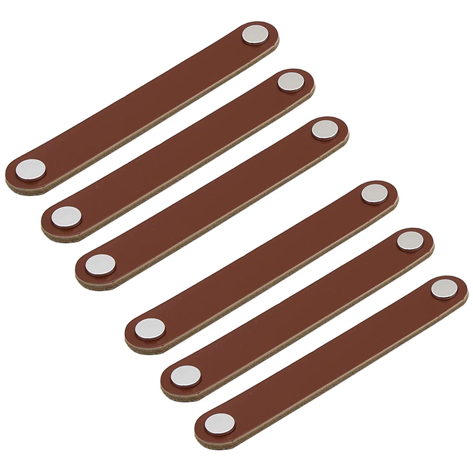 Manijas de gabinete 6 Piezas de Cuero marrón para Puerta de Cocina, Armario, Puerta, pomos para Muebles, cajones, Tiradores de gabinete de Cocina