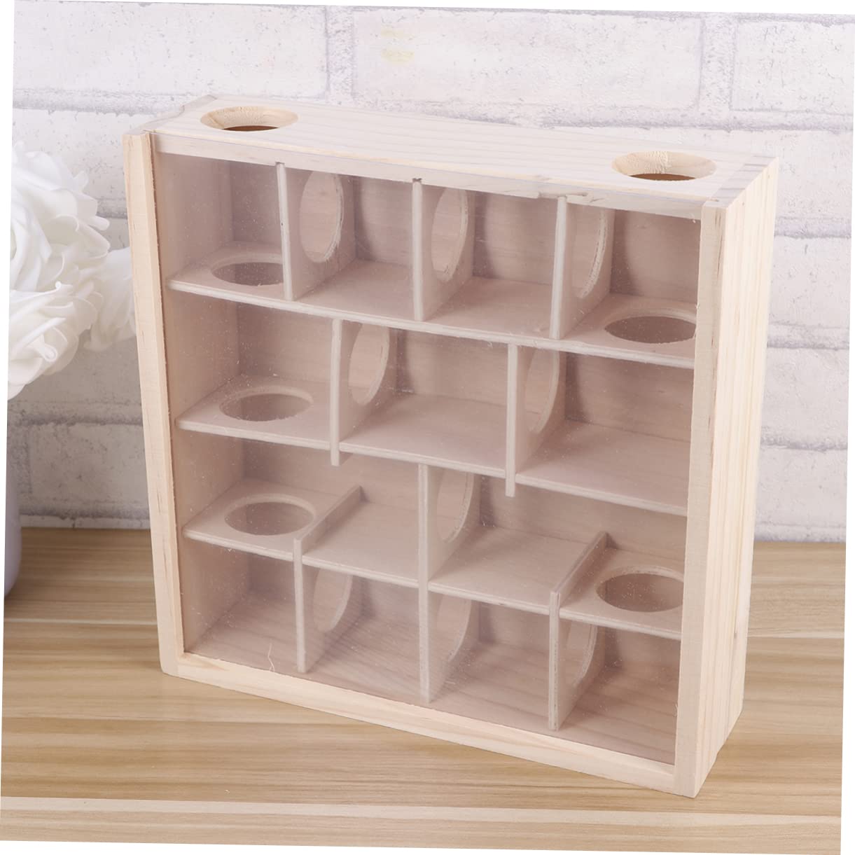 Toyvian Holzlabyrinth Mit Glasabdeckung Für Kleine Haustiere Aktivitätsspielzeug Aus Natürlichem Holzmaterial Für Hamster Kleinnager Maus Labyrinthtunnel Für Kleine Tiere