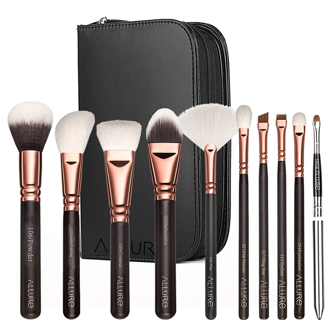 Allure Top 10 - Set mit 10 Pinseln für Gesicht, Augen und Lippen (Top10)