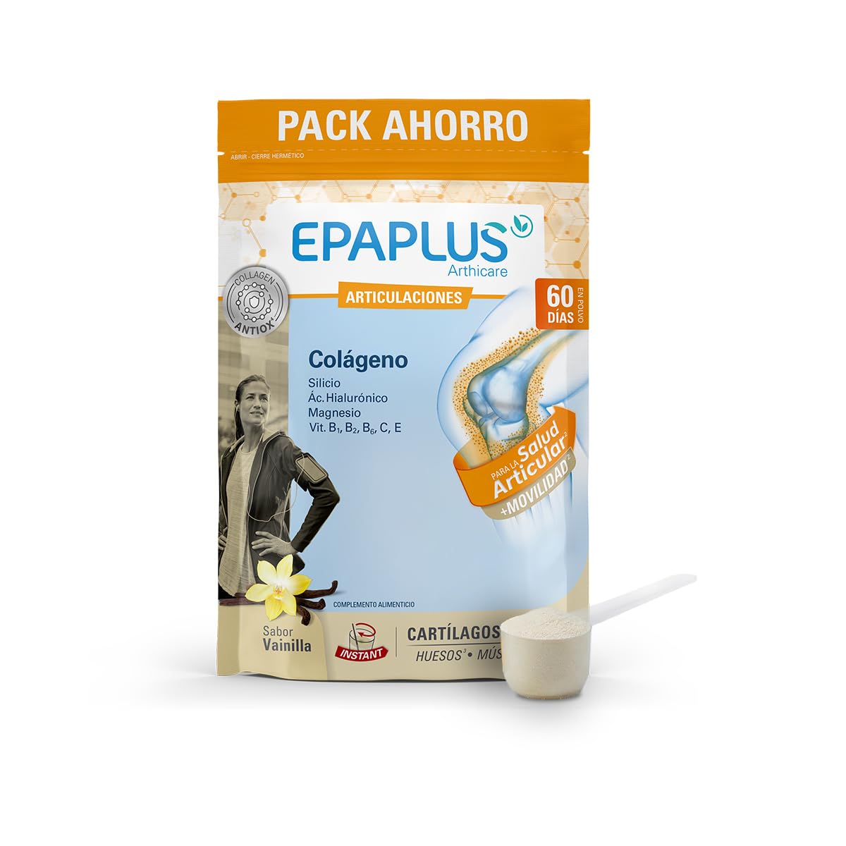 EPAPLUS Arthicare | Colágeno Hidrolizado en Polvo para Articulaciones | Fórmula Antiox con Magnesio, Ácido Hialurónico y Silicio | 10 g por dosis | Vitaminas C y E | Apoyo a la Movilidad | 60 Días