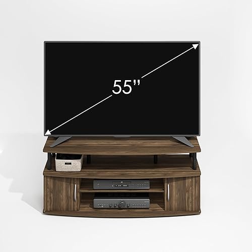 Miniatura 5 de Furinno Jaya - Soporte de TV, centro de entretenimiento, consola de TV, para televisores de hasta 55 pulgadas, con 2 puertas y orificios de gestión