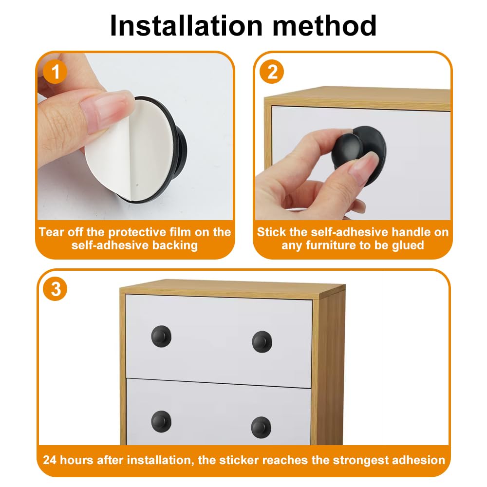 FdcLixuvol 20 Schubladenknöpfe Schwarz - Selbstklebend Ohne Bohren