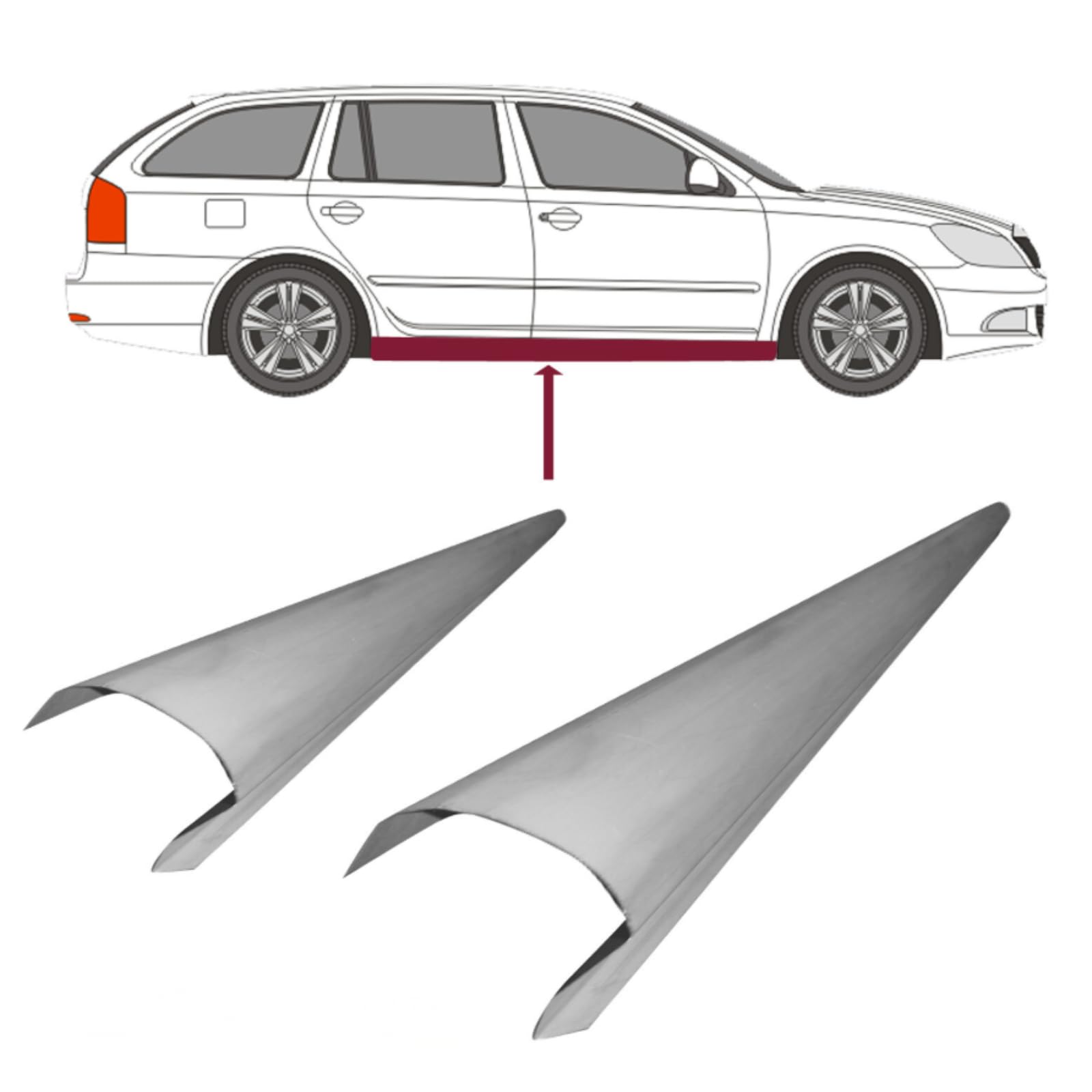 2X Schweller Reparaturblech rechts = Links passend für Skoda Octavia II Bj. 2004-2013