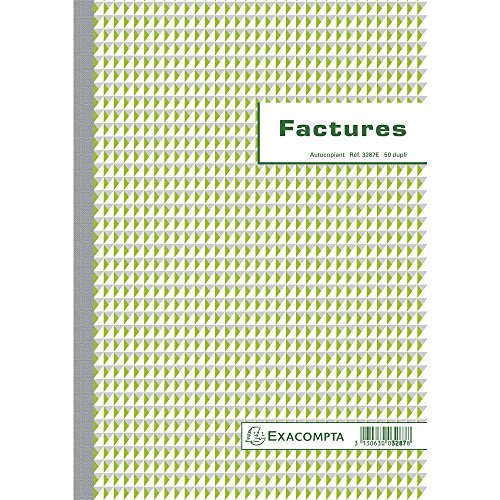Exacompta 3287E Manifold Factures 21 x 29,7 cm avec mention TVA 50 feuillets Dupli autocopiants