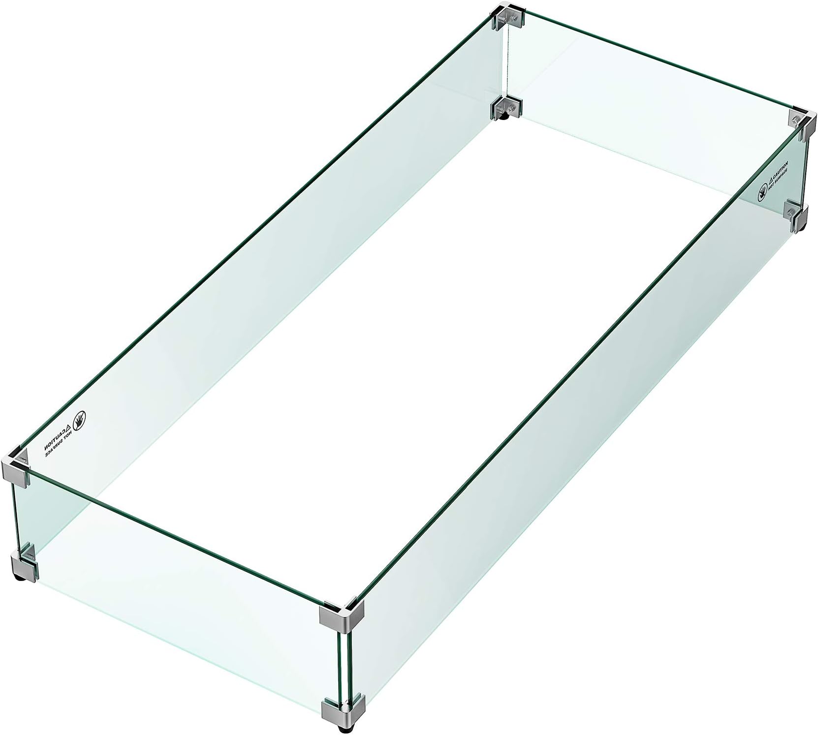 Skyflame42" X 18" Rectangular Fire Pit Glass Wind Guard Replacement for Outdoor