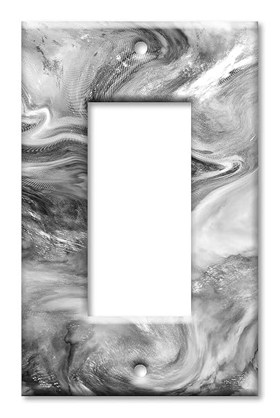 Single Gang Rocker/Decora/GFCI Switch Plate Cover - Grey Swirl Marble/Granite Print