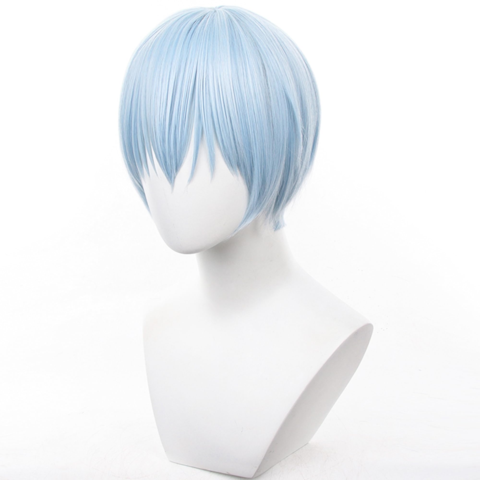 Ice Blue Cosplay Wig Bob With Bangs Short Straight Heat Resistant Synthetic Hair for Adult Women Man Halloween Cos Anime Party Replacement Wigs - Image 3