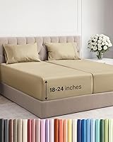 Vista 132 de Juego de sábanas Queen de bolsillo extra profundo, sábanas transpirables y refrescantes de 4 piezas, juego de sábanas de lujo de hotel, ultra suave