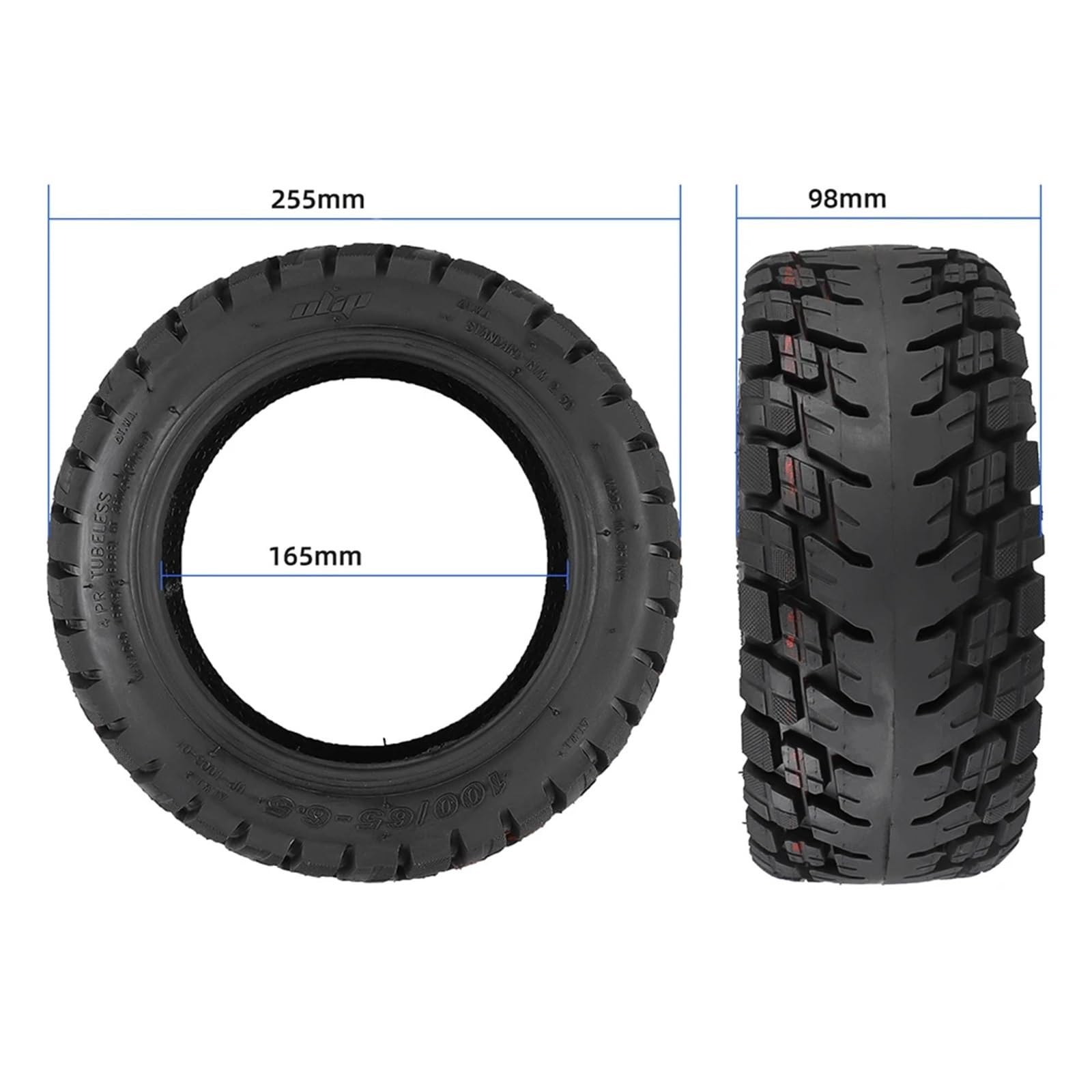 Gomme Monopattino Elettrico,Pneumatico Solido Pneumatico Tubeless 11" 100/65-6.5 Allargato E Ispessito Per Scooter Elettrico, Ruota Fuoristrada Antiscivolo