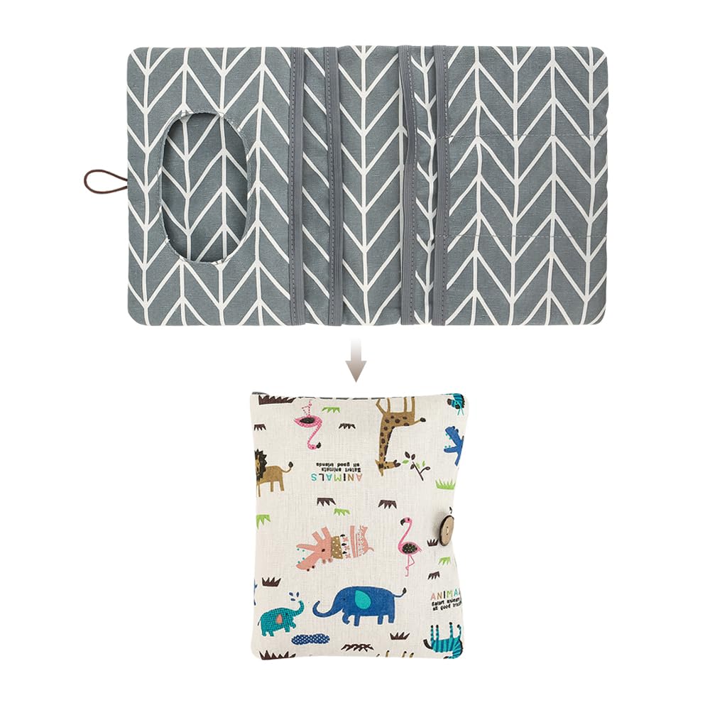 Windeltasche Organizer Baby Windeltasche für Unterwegs Kleine Wickeltasche mit Wickelunterlage Diaper Bag Wickeltasche Organizer Windeletui Changing Pouch Tasche Windeln Feuchttücher-Tierwelt