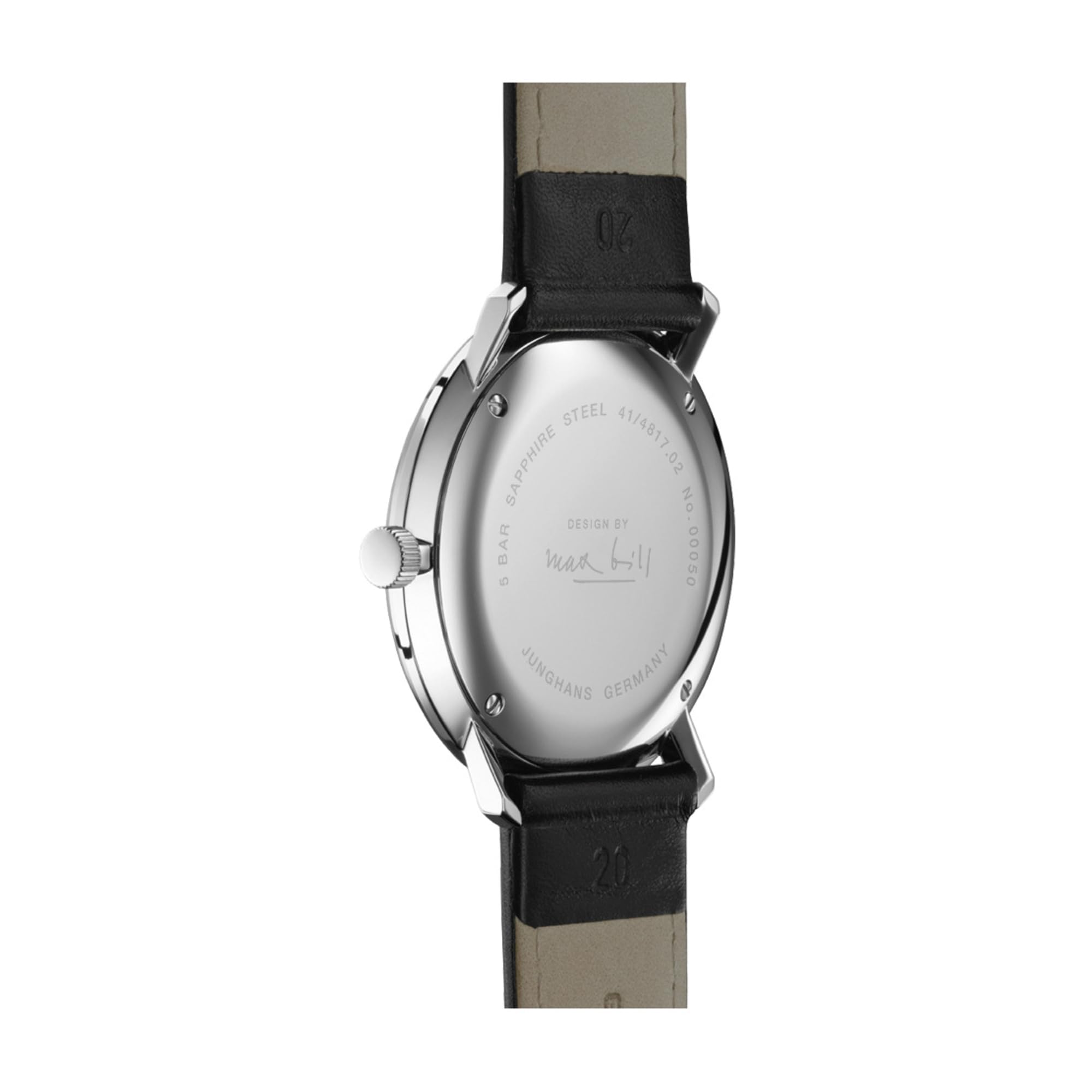 JUNGHANS max Bill Quarz Armbanduhr mit Saphirglas 41/4817.02 | präzise Quarzuhr, Armbanduhr mit minimalistischem Design, Business-Uhr mit schwarzem Lederband, edle Dress-Watch, Bauhaus-Uhr