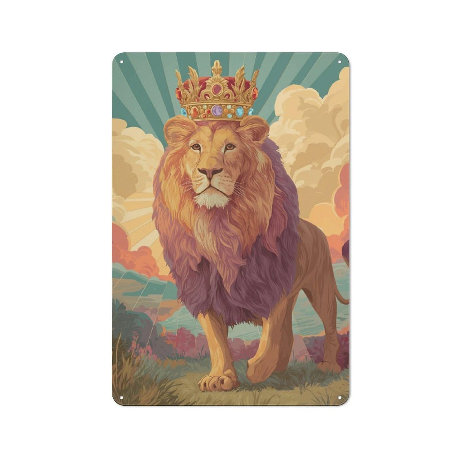 Junmoney Lion Majesty Tin Sign 30X20cm With For Home Bar Wall, Retro Decor, Suited To Home Bar Decor Fans