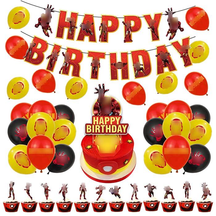 Decoraciones Cumpleaños Iron Man - Globos y Pancarta Vengadores, Fiesta y Pastel