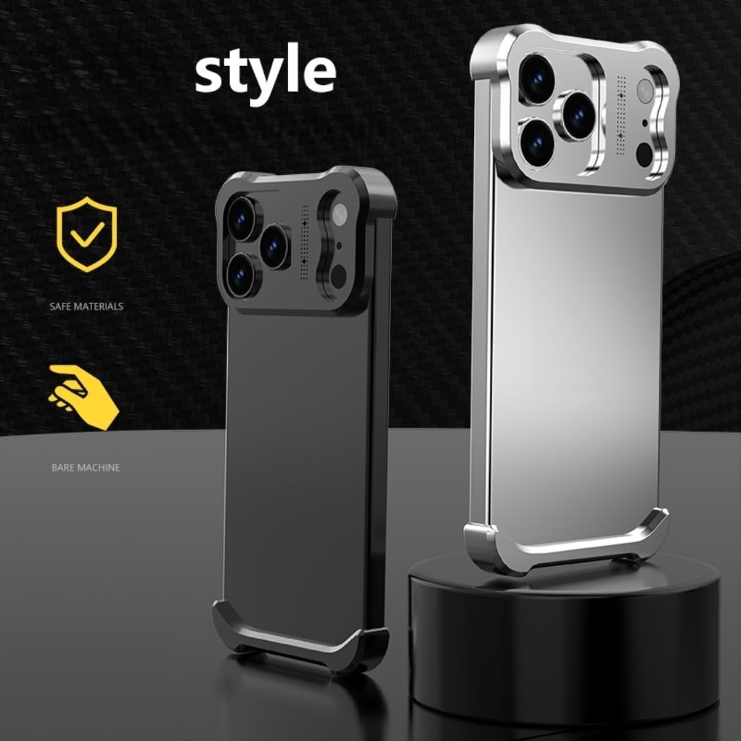 Paraurti di lusso irregolare in lega di titanio per iPhone 17 Air Pro Max 16 15 14 13, protezione per l'obiettivo, antiurto, traspirante, senza bordi (per iPhone 17 Pro/VIOLA)