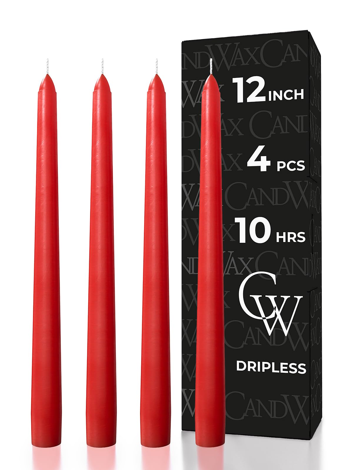 CANDWAX Lot De 12 Bougies Coniques Blanches 25,4 Cm - Sans Goutte - Sans Fumée - Longue Combustion 8h - Shabbat, Dîner, Décoration