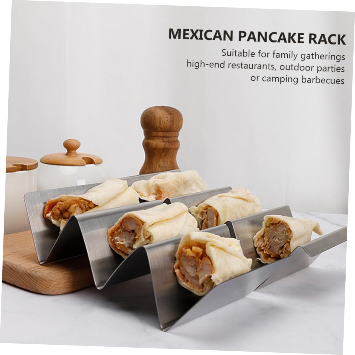 Cabilock Rack 3pcs Stainless Steel Taco Holders Rustproof for Outdoor Parties Camping