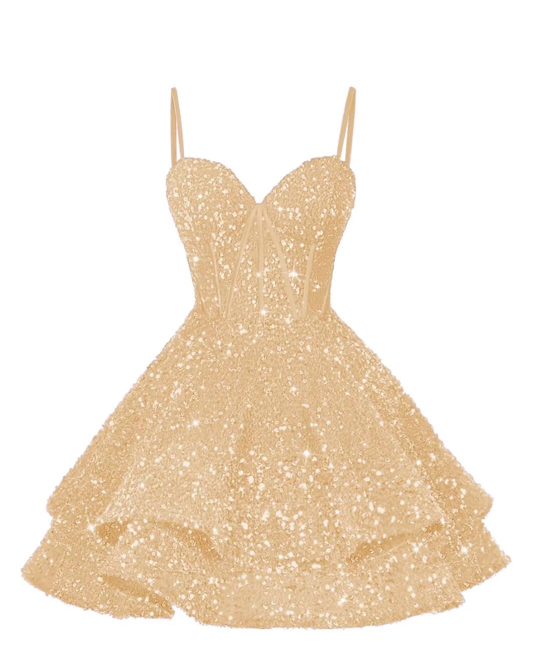 YMSHA Women's Spaghetti Straps Sequin Homecoming Dresses for Teens A Line Short Prom Party Dress CLN014