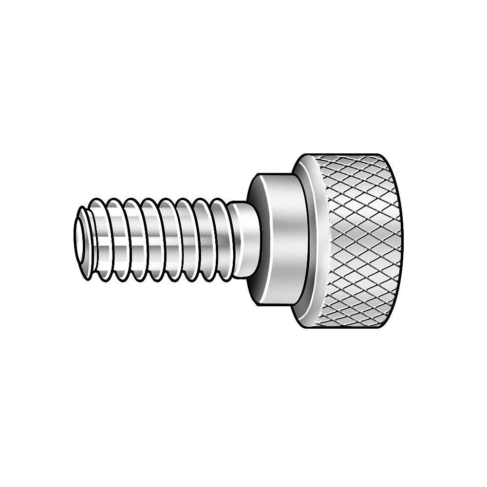 Thumb Screw, Knurled, 10-32x1/2 L, Stl