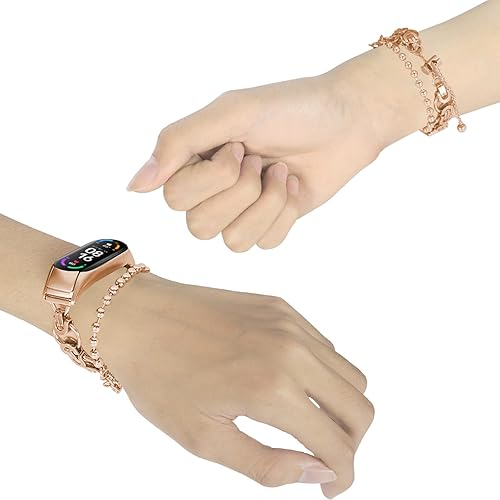 Miniatura 3 de Compatible con la correa Mi Band 4 Barcelet, pulsera ajustable de 5.5 a 8.0 pulgadas, correa de repuesto de acero inoxidable para mujeres y hombres