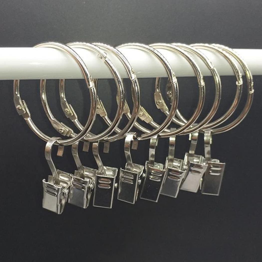 Gardinenringe, Gardinenhaken, Aufhängeringe, 30 Packungen zu öffnende Gardinenringe aus Metall mit Clips Gardinenklammern mit Ringen Kleiderbügel Gardinenringe strapazierfähige rostfreie dekorative Ga