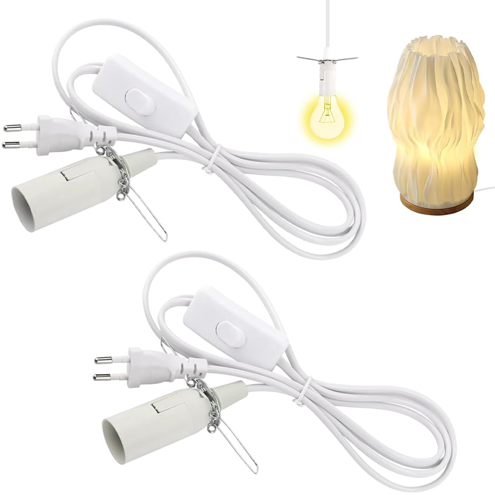 2 sztuki oprawki do lampy z kablem ze starym wiekiem, do lampy solnej L oprawka lampy E14, z kablem do lampy 1,8 m i przełącznikiem, oprawka e14 z przełącznikiem, wtyczka EU, do zawieszenia lampy