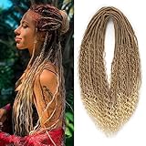 Leeven Double Ended Synthetic Dreadlock Extensions 24 Inch Ombre Blonde Boho Crochet Hippie Dreads 10 Strands Handmade Bohemian Box Braids with Curly Ends for Women