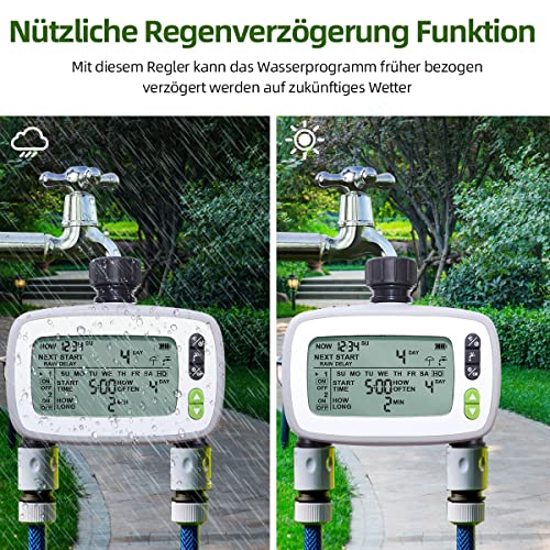 Aqualin Irrigation Computer with 2 Independent Outputs, Automatic/Manual Water Timer with Rain Delay - Image 3