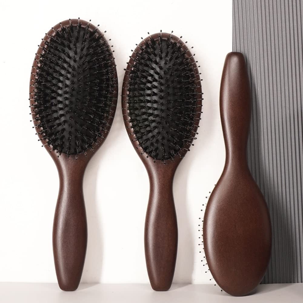 Haarbürste, Haarbürste for Männer, Frauen, Kinder, natürliche Wildschweinborsten-Haarbürste for dickes, lockiges, dünnes, langes, kurzes, nasses oder trockenes Haar, verleiht Glanz und macht das Haar