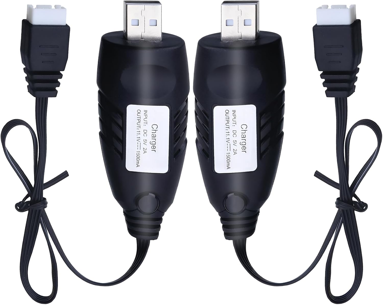11.1V Battery Charger Airsoft - 2A 1500mAh USB Chargers with XH-4P Plug Gel Blaster 3S Lipo Battery 11.1 Volt Li-ion Batteries Chargers Cable for RC Car Boat Toy 2 Pack