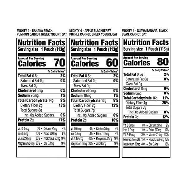 Plum Organics Mighty 4 Organic Toddler Food - 4 Food Group Blend Variety Pack - 4 oz Pouch (Pack of 18) - Organic Fruit and Vegetable Toddler Food Pouch