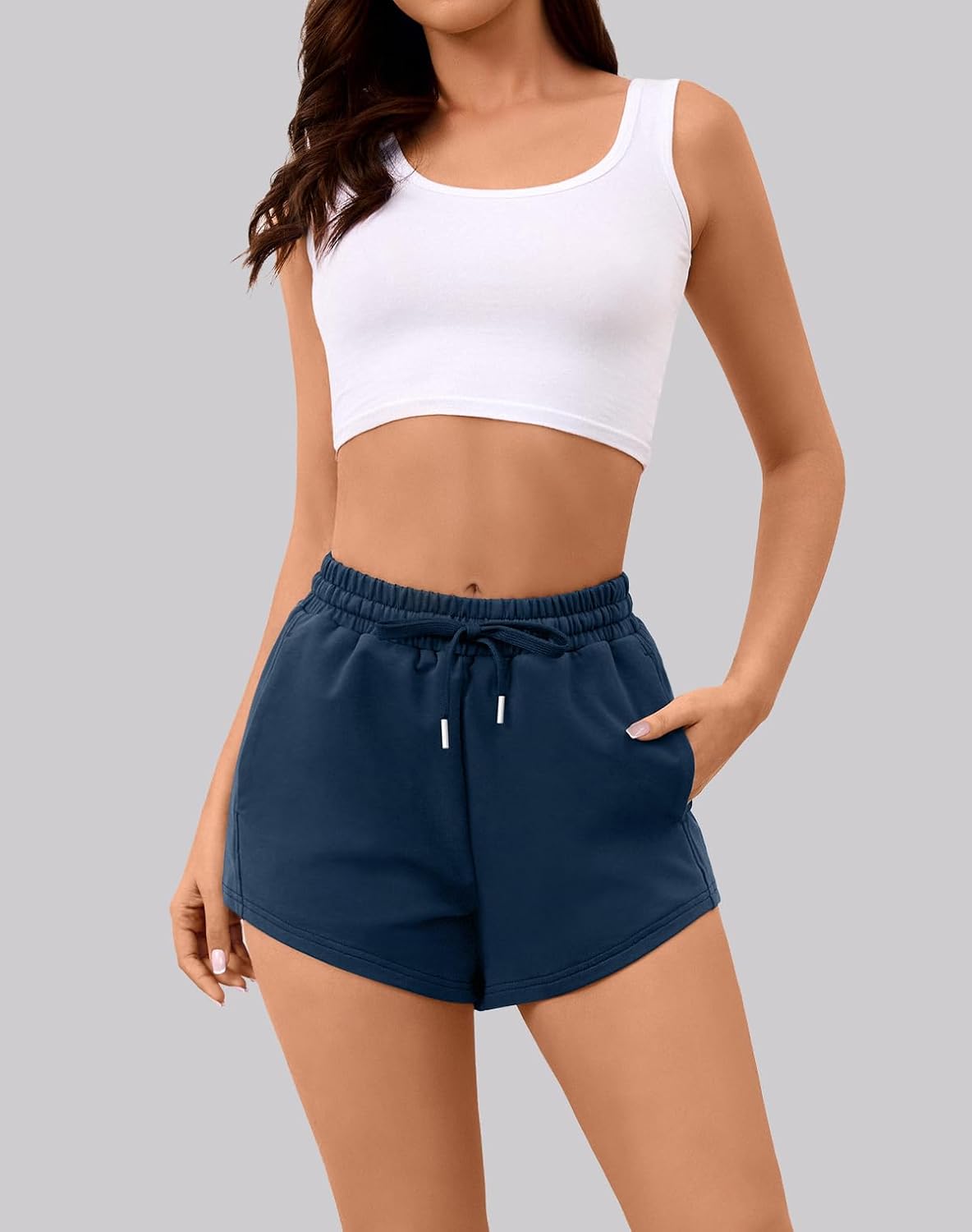 Sweat Shorts Women Comfy Trendy Casual Summer Drawstring Cotton Lounge Shorts Womens Athletic Outfits Clothes - Image 3