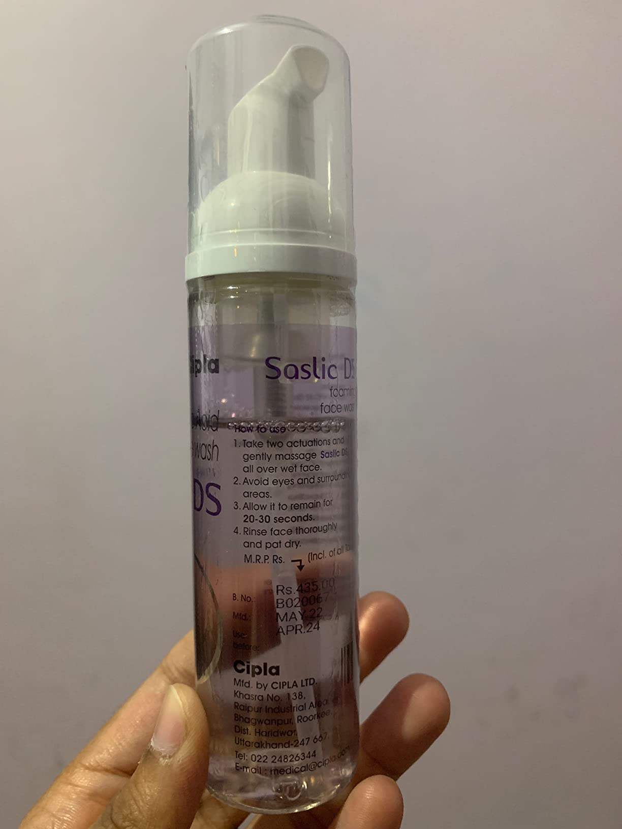 Cipla Saslic DS Foaming Face Wash 2 Salicylic Acid Acne Prevention