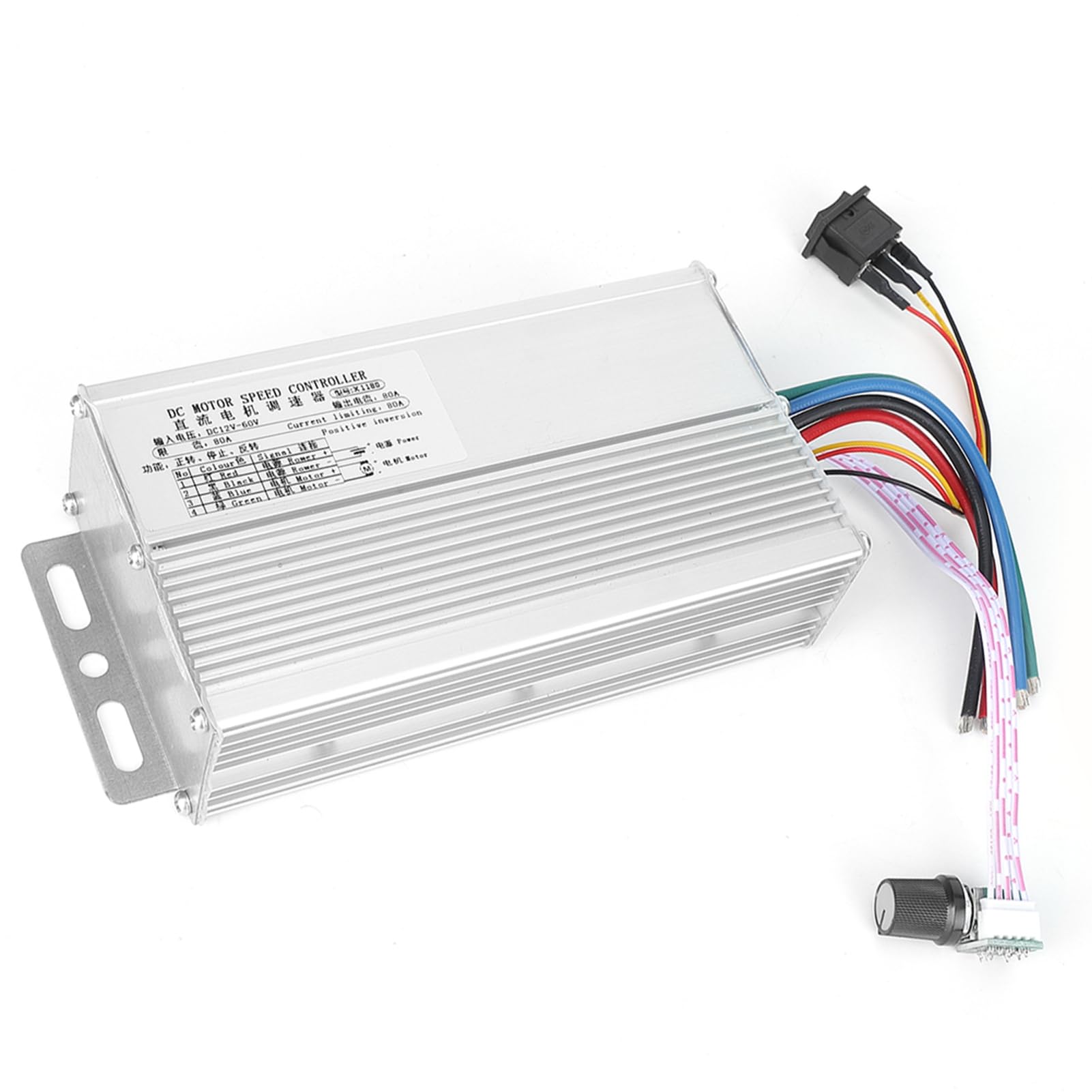 Akozon Controlador de Velocidad de Motor CC Versátil 12 V 60 V con Perilla Ajustable para Funcionamiento CW CCW - Regulador 80 A para Motores de Escobillas - Fácil Instalación