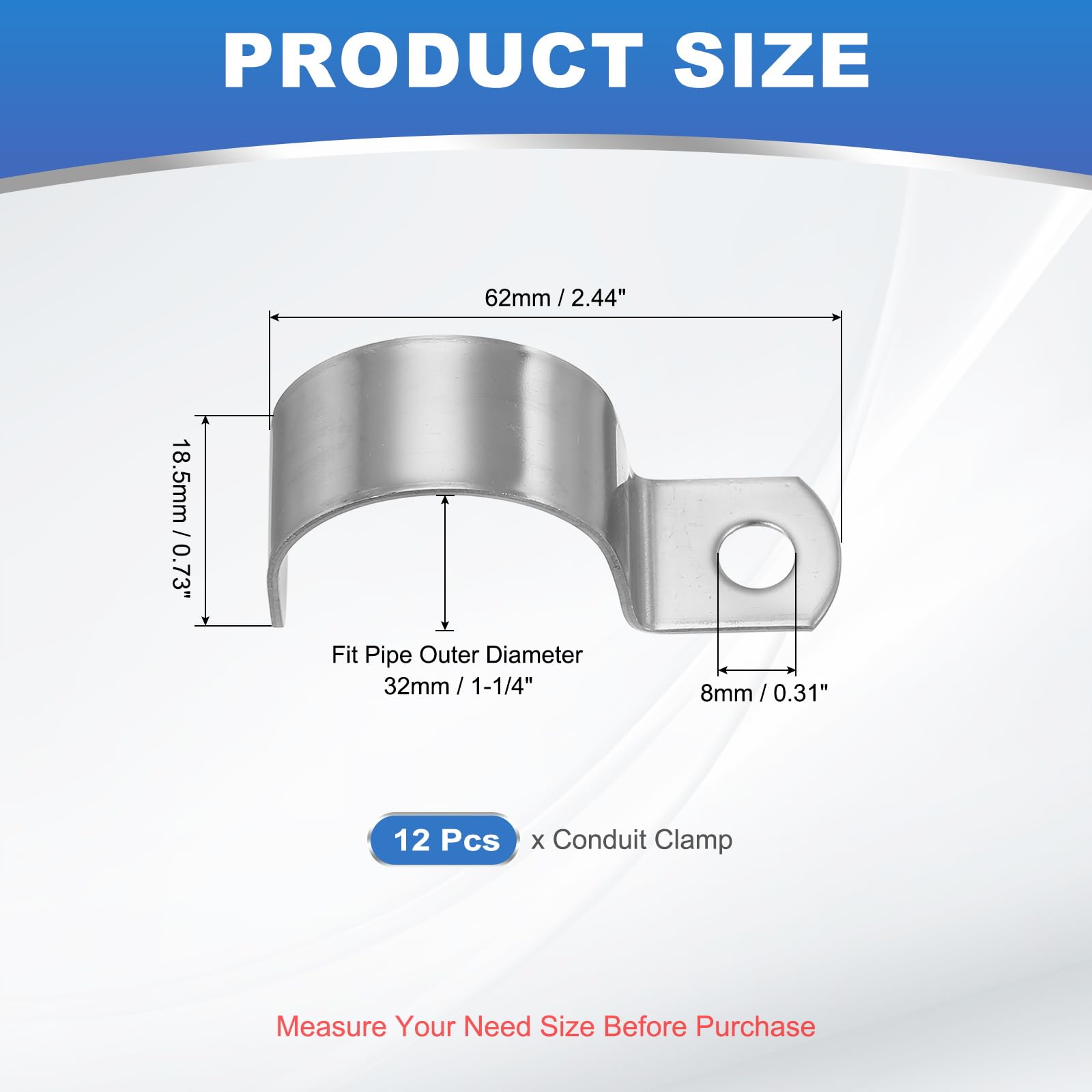 PATIKIL 32mm Rigid Pipe Strap - Image 2