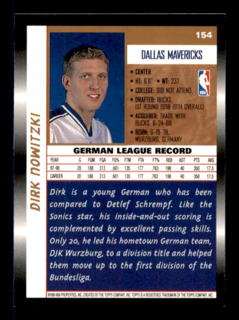 Dirk Nowitzki Rookie Card 1998-99 Topps #154 - Basketball Slabbed Rookie Cards