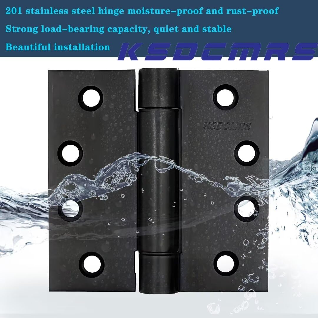 Bisagras de puerta de cierre automático de acero inoxidable de 4 x 4 pulgadas, bisagra de resorte negro, bisagras resistentes para interiores, hogar, fuego, exterior, despensa, sótano, bisagras de