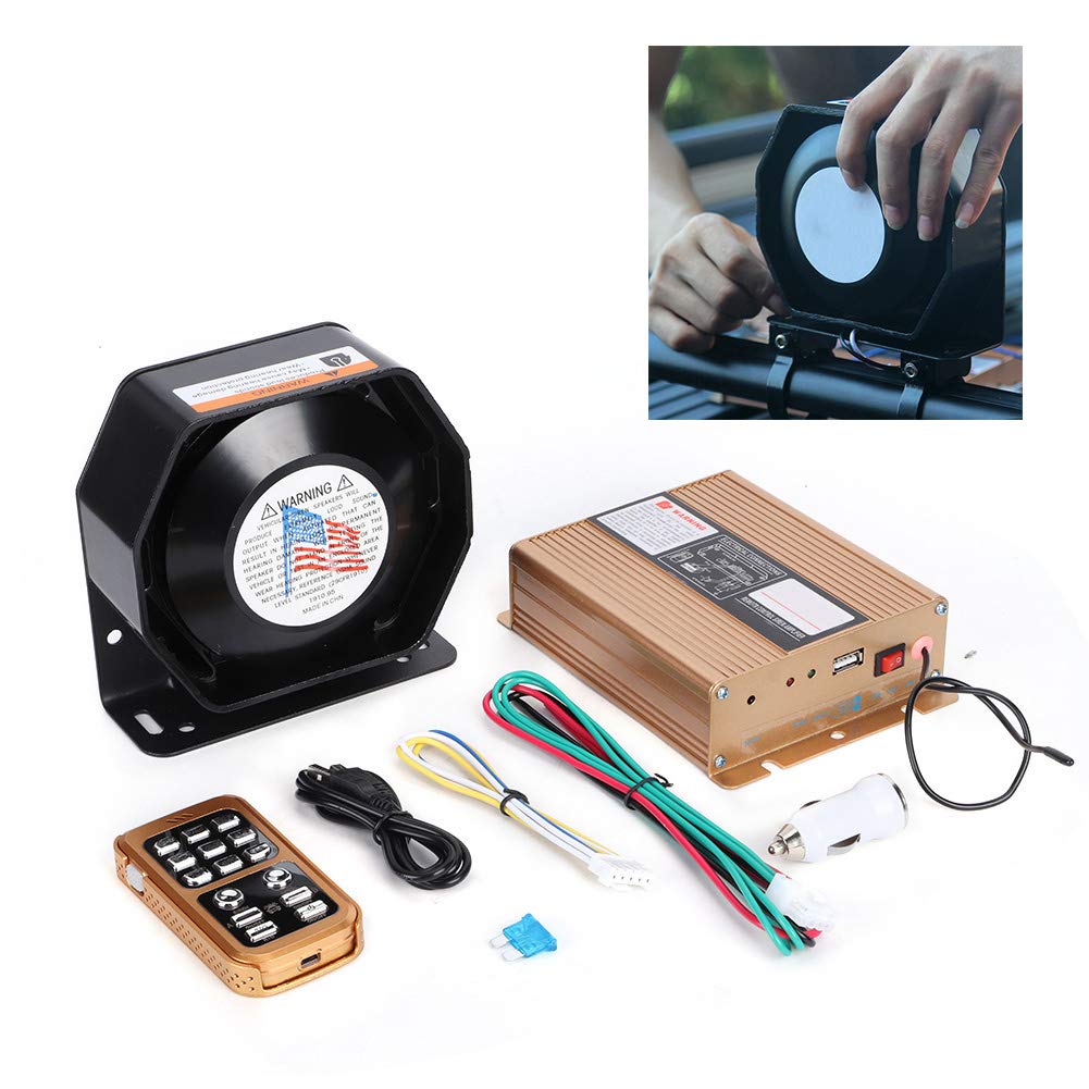 Alarma de Advertencia de Coche, Yctze 12v Alarma de Advertencia de Coche 18 Tonos Altavoz Inalámbrico de Sirena Fuerte Bocina de Seguridad de Manos Libres con 2 Luces LED