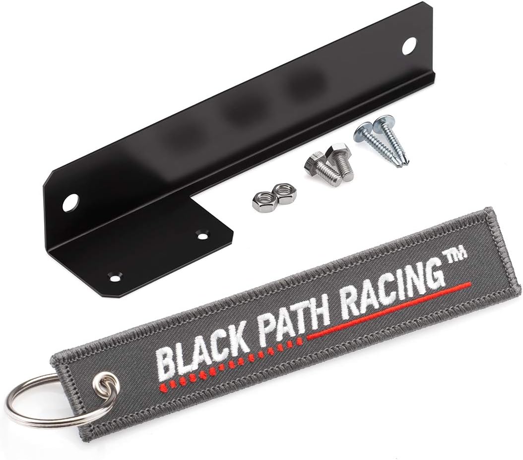 BlackPath - Universal Fitment Front License Plate Bracket JDM Bumper Relocator (Black) High Carbon Steel