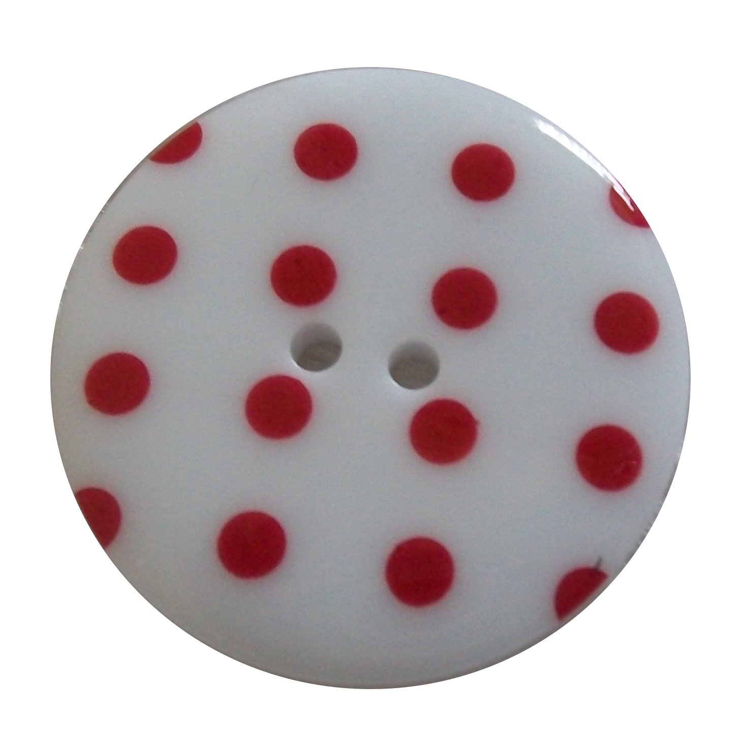 Push The Button White With Red Round Plastic Polka Dot Spot 2 Hole Buttons Pack Of 5 (15Mm, )