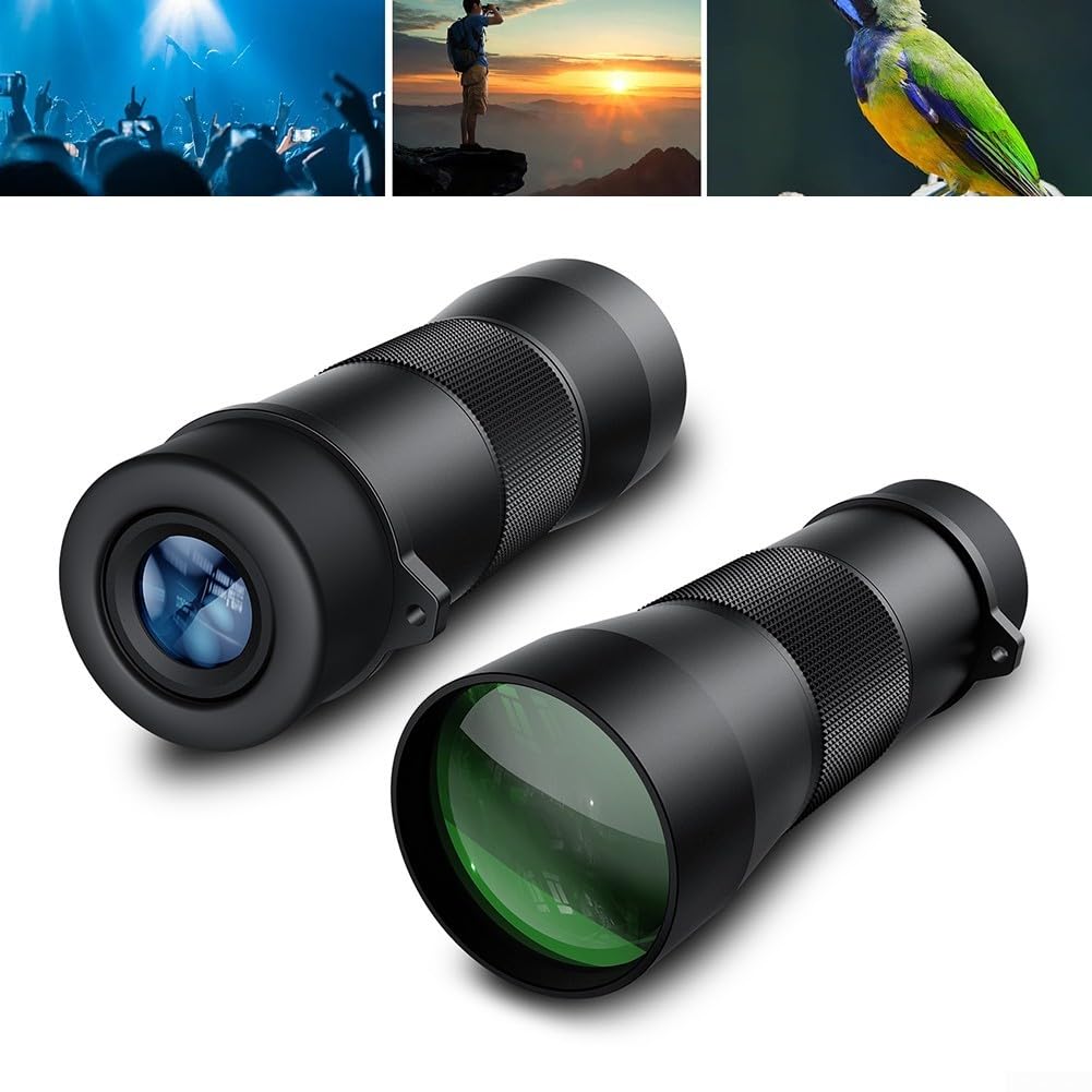 Telescopio monoculare portatile per tutte le condizioni atmosferiche, 8 x 42, 10 x 42 HD, IPX7, corpo in metallo, lente rivestita in KGS, nero, per bird watching, campeggio, escursionismo, attività